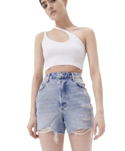 Pantalón corto de surf BDG UO para mujer 25” W azul lavado claro tiro alto algodón envejecido - Imagen 1 de 5