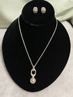 Beautiful Faux Pearl 16” Necklace & Matching Earring Set - Used