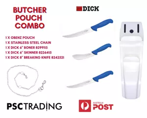 Combo de cuchillo de carnicero F.Dick 3 piezas con acero, bolsa y cadena - Imagen 1 de 7