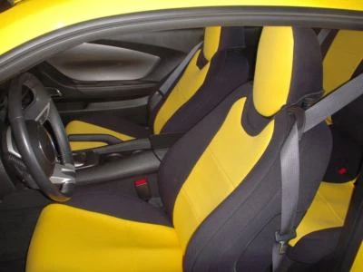 Cubiertas de asiento amarillas de neopreno delanteras y traseras para Chevy Camaro Coupe 5 Foto 1 de 4