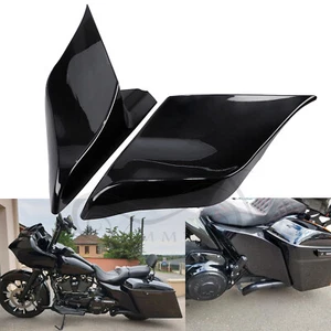 Black Extended Stretched Side Covers for Harley Street Road Glide Ultra FLTRU US - Picture 1 of 8