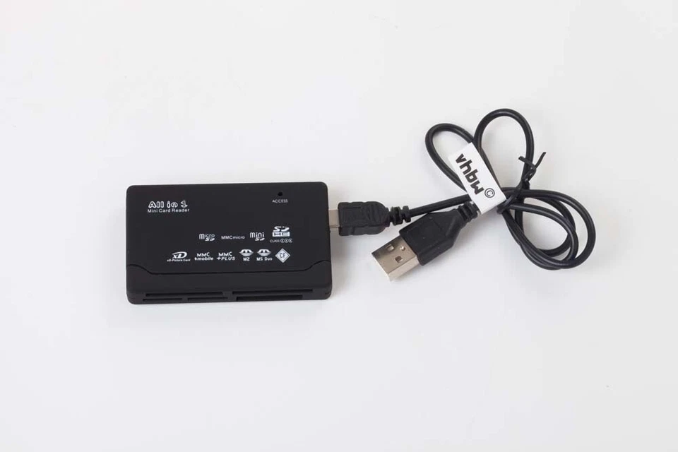 All-In-One Lecteur SD pour cartes mémoires - avec câble USB (Mini-USB vers USB) - Photo 1/1