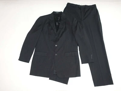 Traje Alfani Hombre 3 Botones Talla 42 Largo 36 x 32 Negro 100% Lana Frente Plano 42L Foto 1 de 4