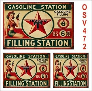 WEATHERED WATERSLIDE TEXACO GAS STATION DIORAMA SIGN DECALS O SCALE OSV472 - Picture 1 of 1
