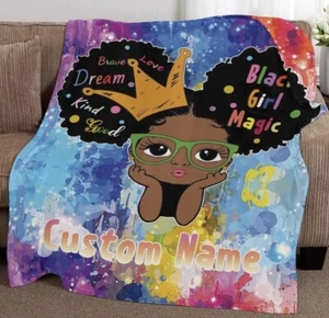 Black Girl Magic Custom Name Blanket 40x50 - Picture 1 of 21