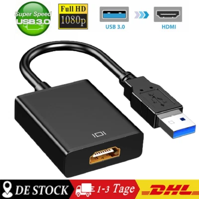 USB-auf-HDMI-Adapter, USB 3.0/2.0 zu HDMI 1080P HD Audio Video Grafik-Konve - Bild 1 von 4