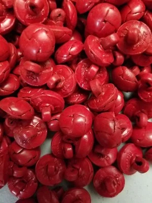 12-BUTTONS/NOS VTG/GENUINE LEATHER WOVEN/RED/SMALL 1/2inch(=L22?) Bag/Purse/Vest - Image 1 of 4