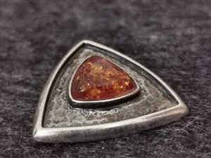 Schöner Vintage Anhänger Dreieck mit Bernstein Marke KK 925 er Sterlingsilber - Bild 1 von 6