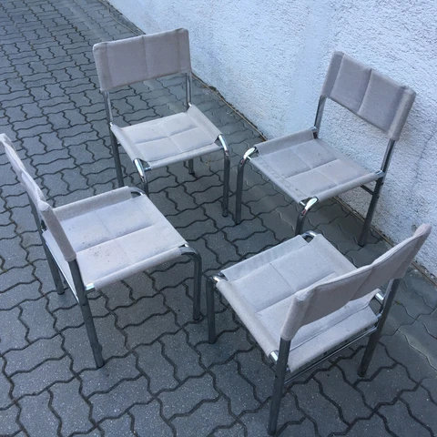 RARE Vintage KODRETA Viliam Chlebo Dining Chair Tubular Chrome 80s Cover