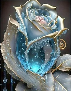 Rose Diamond Painting Kit, 5D Floral Gem Art DIY Craft, Home Decor 16x12 Inch - Picture 1 of 9