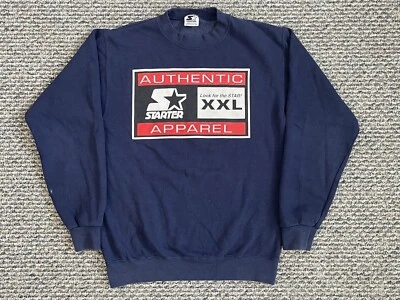 Винтажный стартер толстовка молодежи L 14-16 синий активный спорт 90-х пуловер хлопок - Изображение 1 из 4