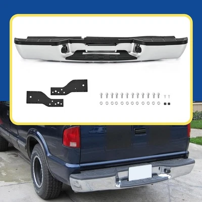 Parachoques trasero de acero cromado para Chevy S10 GMC Sonoma Fleetside 1998-2004 nuevo Foto 1 de 4
