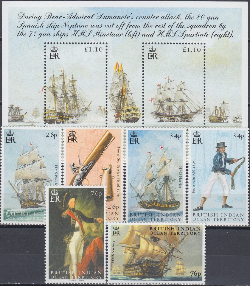 Juego BIOT y S/S 200th Ann Battle of Trafalgar 2005 MNH-30 euros Foto 1 de 1