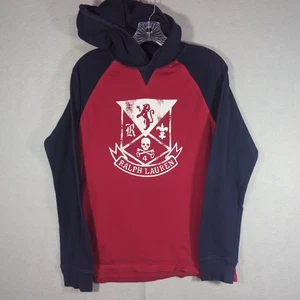 Polo Ralph Lauren Hoodie Boys XL Red Blue Graphic Skull Lion Logo Pullover Shirt - Picture 1 of 11
