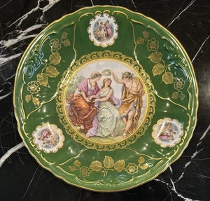 MITTERTEICH BAVARIA PORCELAIN GERMANY FIGURAL MAIDENS CHERUB PLATE CHARGER - Picture 1 of 6