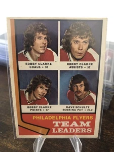 1974-75 O-Pee-Chee - Flyers Leaders - Bobby Clarke/Dave Schultz #154!! - Picture 1 of 2
