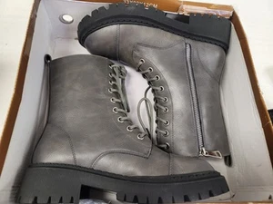 GC Shoes Women's  Mckay Combat & Lace-up Boots Black /Grey Size 7.5M - Picture 1 of 9