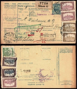 Hungary 1923 Parcel Card, Budapest to Rapperswil Switzerland, Mixed High Values - Picture 1 of 3