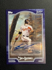2025 TOPPS X BOB ROSS THE JOY OF BASEBALL Gunnar Henderson Auto BLUE /50 #13F - Picture 1 of 2