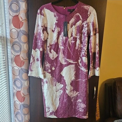 Nuevo con etiquetas Vestido Donna Karan New York Púrpura y Blanco Con Lentejuelas Talla 6 Foto 1 de 4