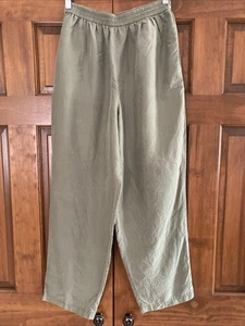Bechamel 100% Silk Green Elastic Waist Pull On Pants Women’s Size Medium M - Picture 1 of 4