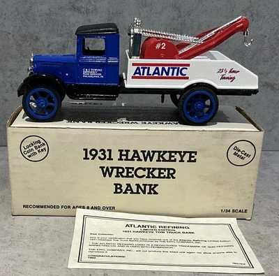 Atlantic Refining 1931 Hawkeye Wrecker Ertl 1:34 Diecast Bank Limited Edition - Image 1 of 4