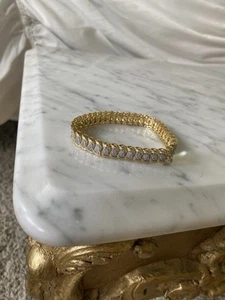 Heng Ngai Diamond & 18K Gold Plated Vermeil 925 Sterling Silver Link Bracelet - Picture 1 of 6