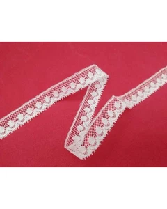 Passamaneria Merletto Pizzo Ricamo Valenciennes Bianco Pois Puro Cotone Alto 13  - Imagen 1 de 3