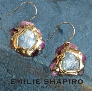 Pendientes Emilie Shapiro Joyería Aguamarina Rubí Hidra BoHo Chic Johnny Was - Imagen 1 de 10
