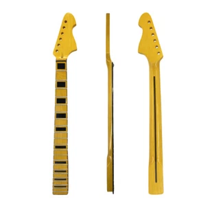 Mástil de guitarra de 22 trastes con acabado amarillo de 25,5 pulgadas diapasón de arce perno sobre incrustación de bloque - Imagen 1 de 5