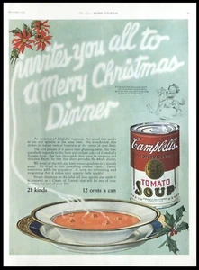 1923 CAMPBELLS Tomato Soup Christmas Dinner Kitchen Decor Vintage PRINT AD - Picture 1 of 1