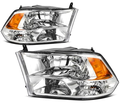 Par de montaje de faros cromados para Dodge Ram 1500 2009-2018 Foto 1 de 4