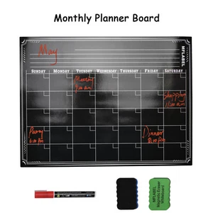 Magnetic Dry Erase Refrigerator Calendar Monthly Weekly Planner Black Board - Picture 1 of 6