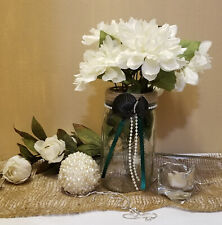 Mason Jar Wedding Centerpiece with Rhinestones Beach Decor Beach Theme Wedding 