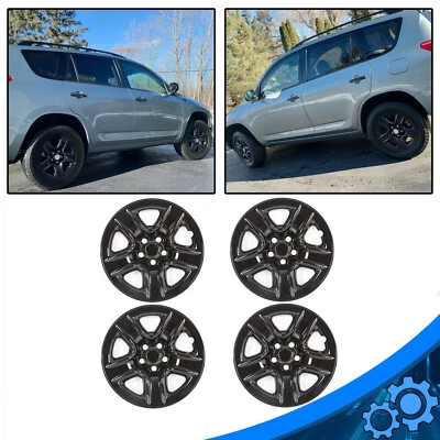 4 Black For Toyota RAV4 2006-2012 17" Wheel Skins Hub Caps Full Rim Skin Covers - Image 1 of 4