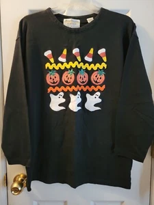 VTG Marisa Christina Classics Halloween Candy Corn Pumpkin Ghosts Pullover Top - Picture 1 of 4