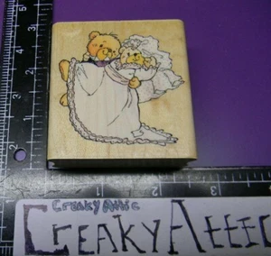 VESTIDO DE OSOS DE BODA NOVIO SOSTENIENDO NOVIA ESTAMPADO DE GOMA A1345E CREAKYATTIC - Imagen 1 de 4