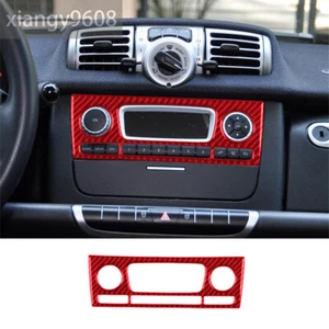 Red Carbon Fiber Center Multimedia Knob Radio Trim For Benz Smart Fortwo 2011-15 - Bild 1 von 9