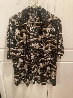 Camisa con botones de rayón estampado hawaiano clairborne Crazy Horse talla L para hombre Foto 1 de 4