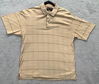 Donald J Trump Polo Shirt Men Large Brown Plaid Signature Collection Pima Cotton - Image 1 of 4