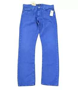 Polo by Ralph Lauren Slim Straight Hemp Denim Dyed Blue Jeans Mens 34 x 34 - Picture 1 of 8