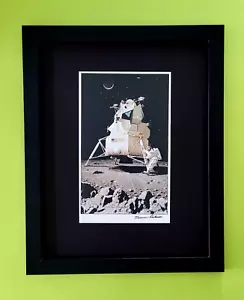 NORMAN ROCKWELL + THE EAGLE APOLLO 11 + CIRCA 1970'S + SIGNED PRINT FRAMED - Picture 1 of 4