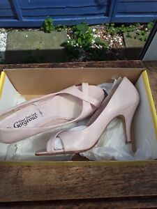Ladies pink peep-toe shoes size 6 wide fit 3" heels