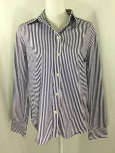 Ralph Lauren Womens Button Down Shirt Size L Purple White Black Stripe Long Slee - Picture 1 of 10