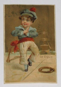 VINTAGE VICTORIAN TRADE CARD NO ADVERTISING FRENCH La Gigue CHILD DANCING 1800s  - Picture 1 of 2