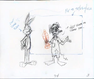 Bugs Bunny Daffy Duck Original Production Drawing Art Looney Tunes Movie 1981 - Picture 1 of 2