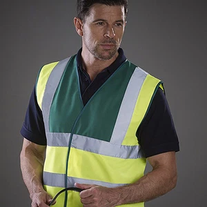 PERSONALISED HI VIZ SAFETY VEST, WAISTCOAT (2 x TONE/COLOUR)- ANY LOGO or TEXT - Picture 1 of 13