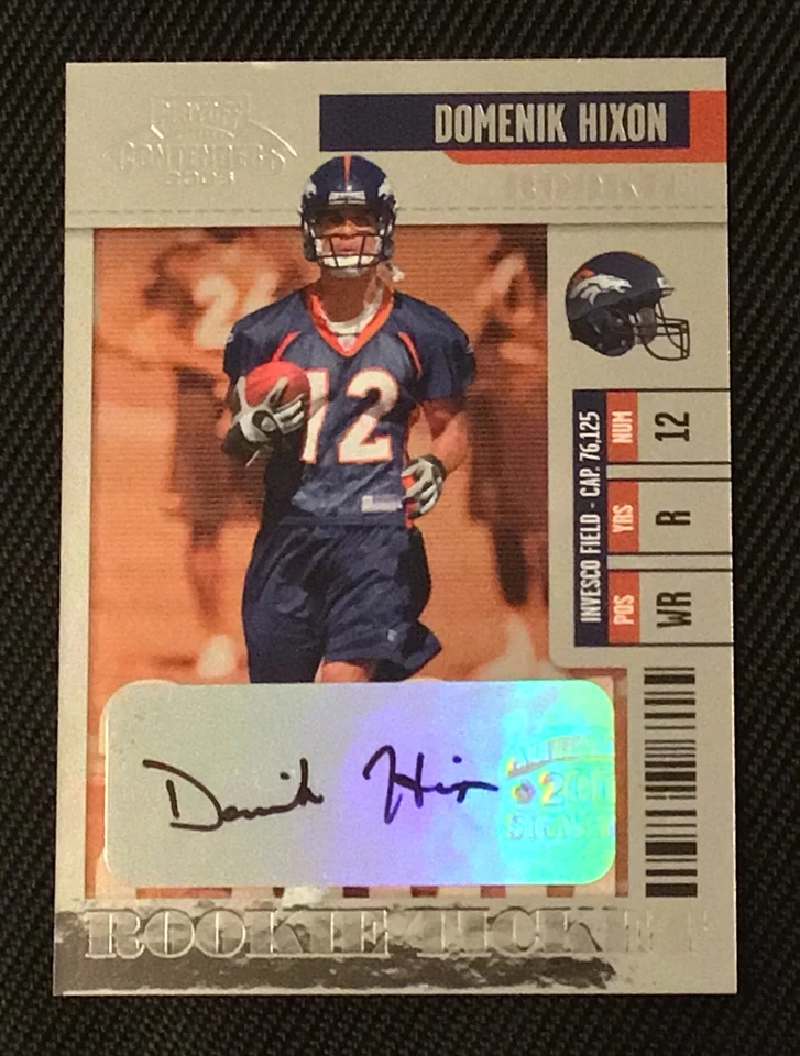 DOMENIK HIXON PLAYOFF AUTHENTIC RC CERTIFIED SIGNED AUTOGRAPHED CARD BRONCOS - Image 1 of 1