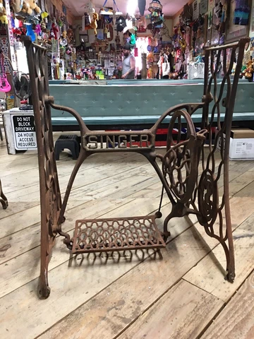 Antique/Vintage Treadle SINGER SEWING MACHINE Base Cast Iron Legs Stand Cover