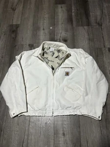 Giacca Detroit da lavoro vintage anni 90 Carhartt JS1207 J97 bianca foderata a cavallo Y2K taglia XL - Foto 1 di 6